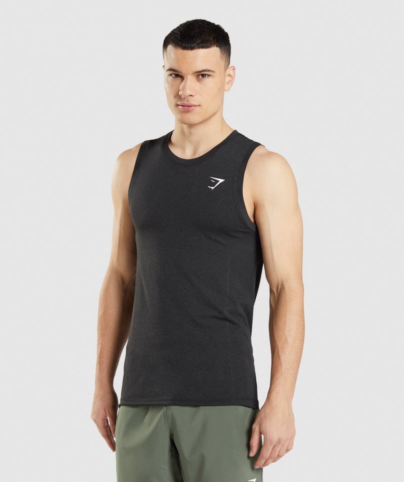 Men\'s Gymshark Vital Seamless Light Tanks Black | NZ 7YBQHE